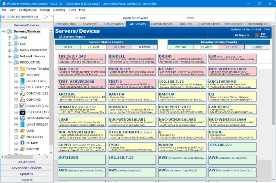 screenshot of PA Server Monitor